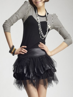 Black white stripe female blouses - Click Image to Close